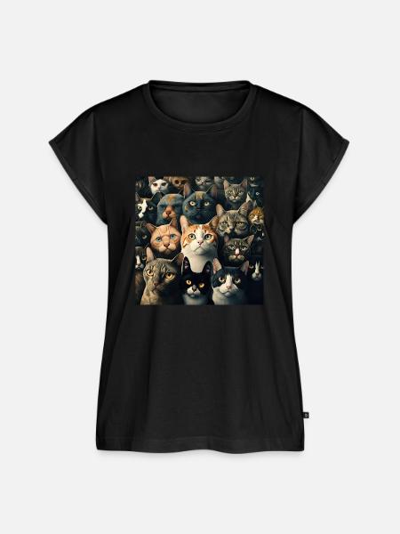 Katzen Muster - Frauen Premium Bio Top - Schwarz
