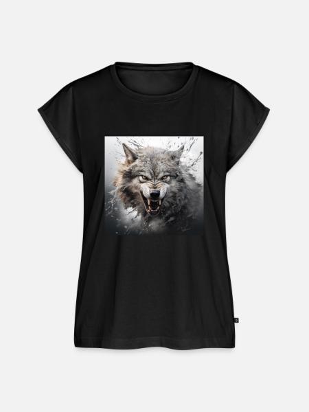Wolf mit Nebel - Frauen Premium Bio Top - Schwarz