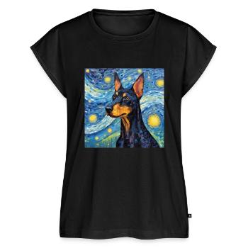 Dobermann Sternennacht - Frauen Premium Bio Top - Schwarz - Vorne - AI Model Female 172 light (172cm)