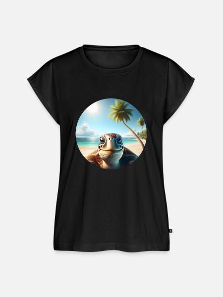 Lächelnde Schildkröte - Frauen Premium Bio Top - Schwarz