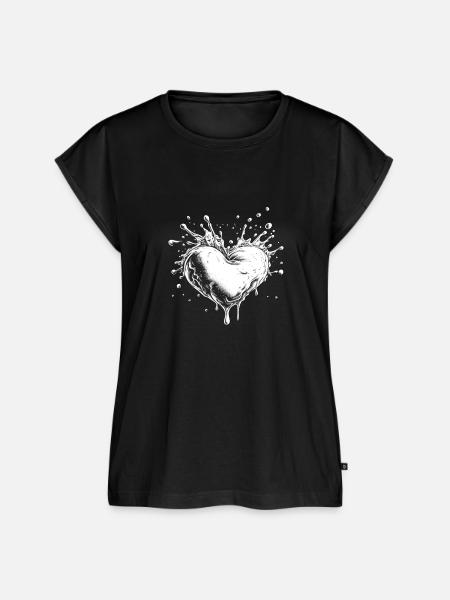 Herz im Splash-Stil - Frauen Premium Bio Top - Schwarz