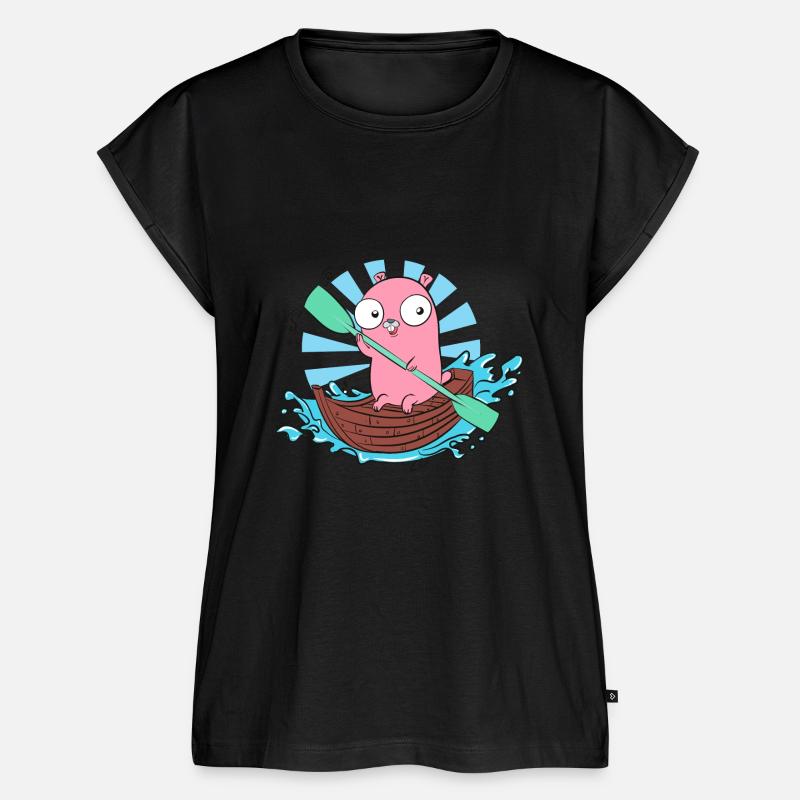 GoLang Gopher Bootspaddel - Frauen Premium Bio Top - Schwarz