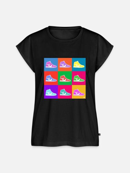 Pop Art Sneakers - Frauen Premium Bio Top - Schwarz