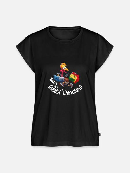 Cartoon Truthahn, Bauhelm, Turnschuhe - Frauen Premium Bio Top - Schwarz