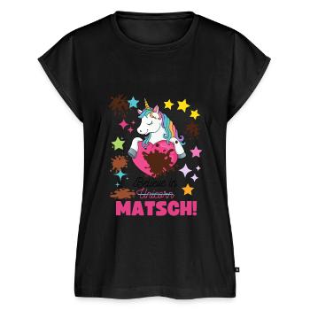 Muddy run shirt mud Matsch Lauf Einhorn Team Frau - Frauen Premium Bio Top - Schwarz - Vorne - AI Model Female 172 light (172cm)