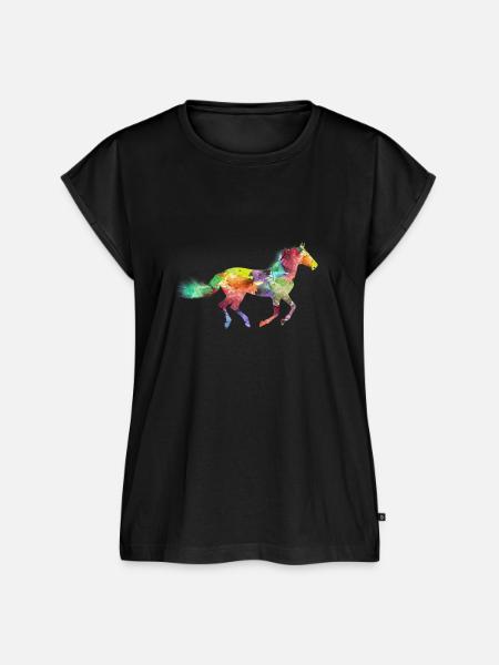 Buntes Pferd Geschenkidee Pferdchen - Frauen Premium Bio Top - Schwarz