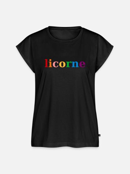 Einhorn Regenbogenfarben - Frauen Premium Bio Top - Schwarz