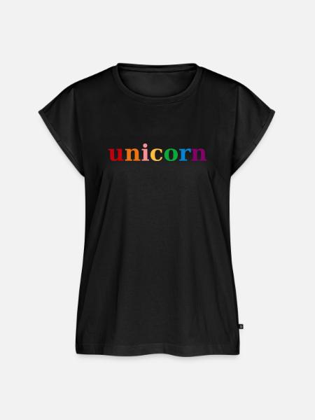 Einhorn Regenbogenfarben - Frauen Premium Bio Top - Schwarz