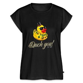 Duck you Quietscheente - Frauen Premium Bio Top - Schwarz - Vorne - AI Model Female 172 light (172cm)
