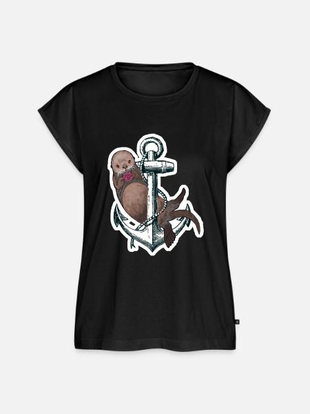 Anker - Seeotter - Frauen Premium Bio Top - Schwarz