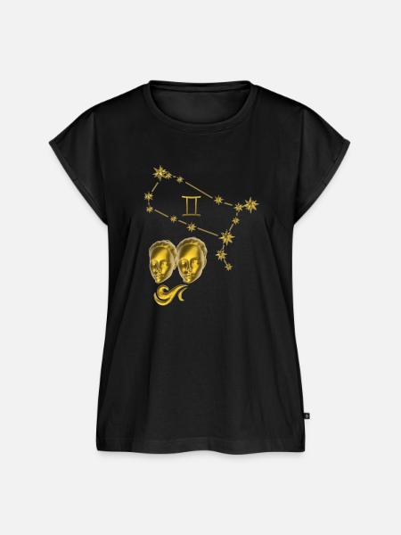 Sternzeichen Zwillinge 3D, gold - Frauen Premium Bio Top - Schwarz