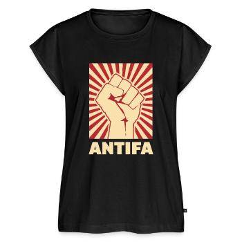 Antifa - Frauen Premium Bio Top - Schwarz - Vorne - AI Model Female 172 light (172cm)