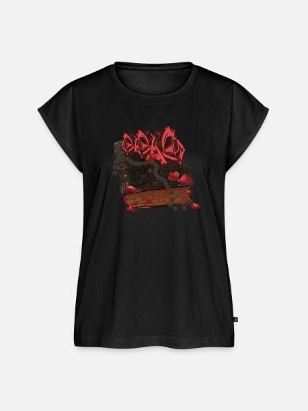 Bücher Design, Blutflecken, Rosenblüten - Frauen Premium Bio Top - Schwarz