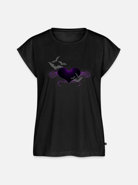 herzen, ranken, romantiker, gothic motiv - Frauen Premium Bio Top - Schwarz