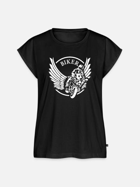 Winged Biker Kreislogo - Frauen Premium Bio Top - Schwarz