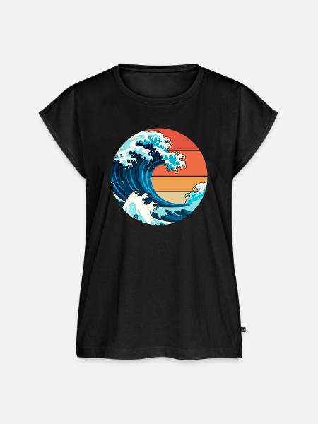 Japanische Welle - Frauen Premium Bio Top - Schwarz