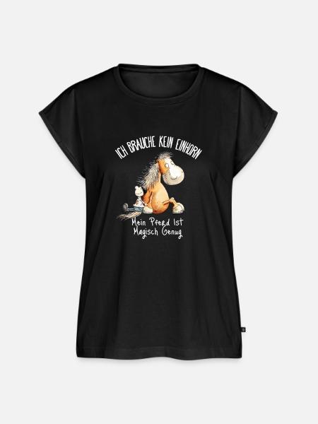Pferd Einhorn Spruch Pferdefreunde - Frauen Premium Bio Top - Schwarz