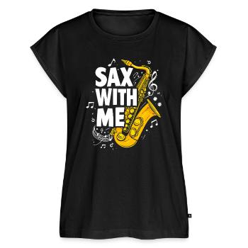 Saxophon - Sax with me Musikliebe - Frauen Premium Bio Top - Schwarz - Vorne - AI Model Female 172 light (172cm)