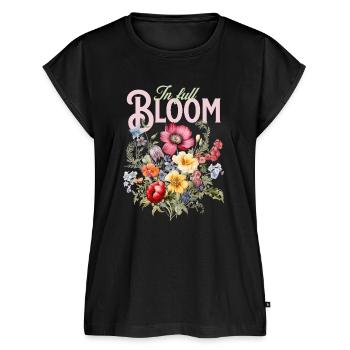 In Full Bloom – Flower Passion - Frauen Premium Bio Top - Schwarz - Vorne - AI Model Female 172 light (172cm)