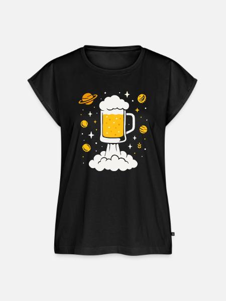 Bier-Rakete im All - Frauen Premium Bio Top - Schwarz