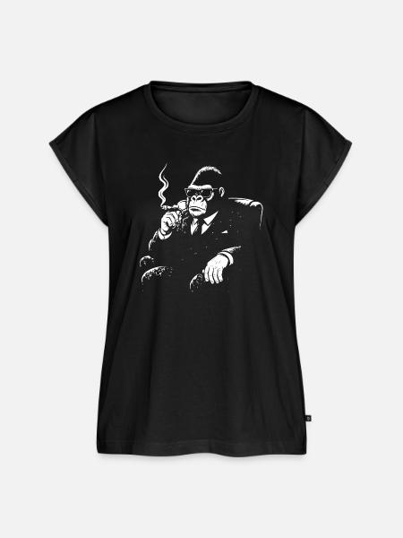 Noir Monkey In Suit Rauchen - Frauen Premium Bio Top - Schwarz