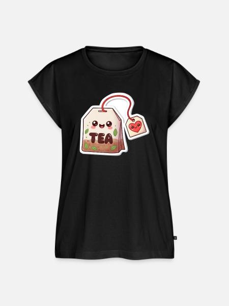 Kawaii Teebeutel Herzdesign - Frauen Premium Bio Top - Schwarz