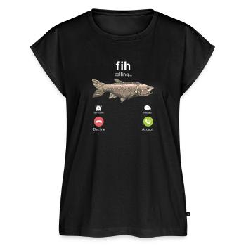 Fih Calling Lustiges Männerangeln Internet Meme Fi - Frauen Premium Bio Top - Schwarz - Vorne - AI Model Female 172 light (172cm)