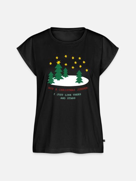 Kein Weihnachtspulli: Bäume und Sterne - Frauen Premium Bio Top - Schwarz