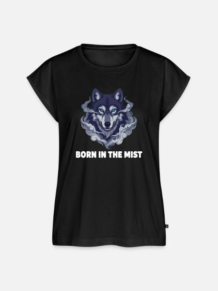 Nebelwolf: Wolfkopf im Dunst - Frauen Premium Bio Top - Schwarz