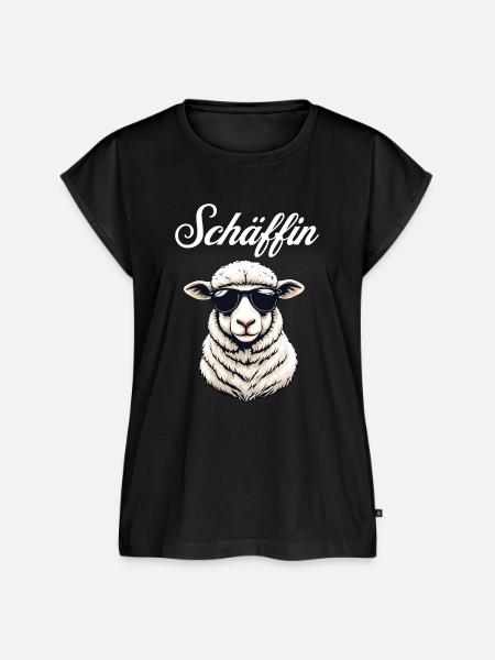 Schäffin – Die lässige Chefin im Wolle-Look - Frauen Premium Bio Top - Schwarz