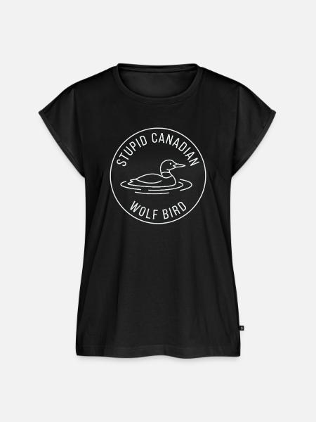 Blödes kanadisches Wolf-Vogel-Enten-Grafikdesign - Frauen Premium Bio Top - Schwarz