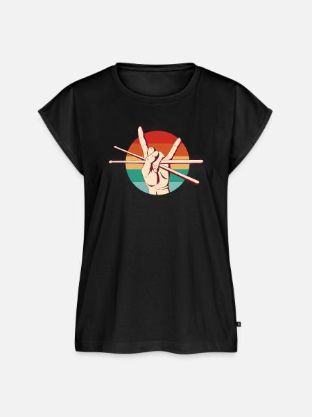 Drummer Rock - Frauen Premium Bio Top - Schwarz