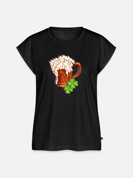 Bierkrug und Kleeblatt Design - Frauen Premium Bio Top - Schwarz