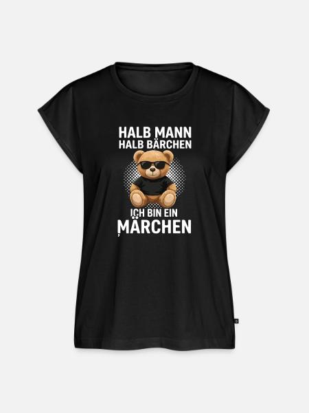 Halb Mann Halb Bärchen Märchenheld - Frauen Premium Bio Top - Schwarz