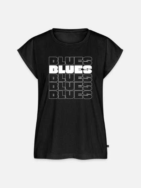 Fette Blues Wiederholungsrastertypografie - Frauen Premium Bio Top - Schwarz