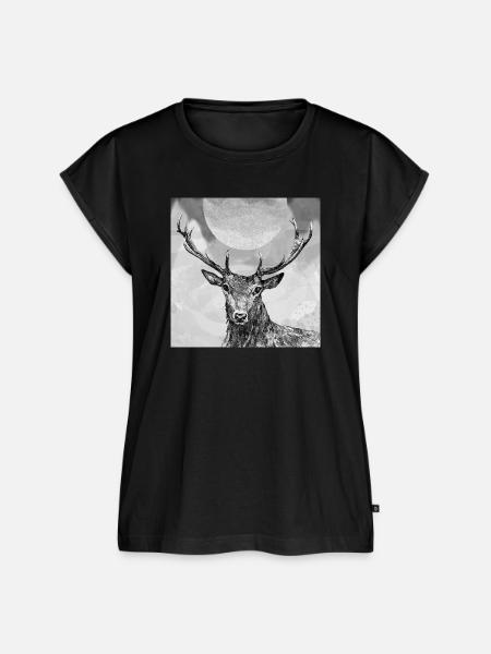 Hirsch - Frauen Premium Bio Top - Schwarz