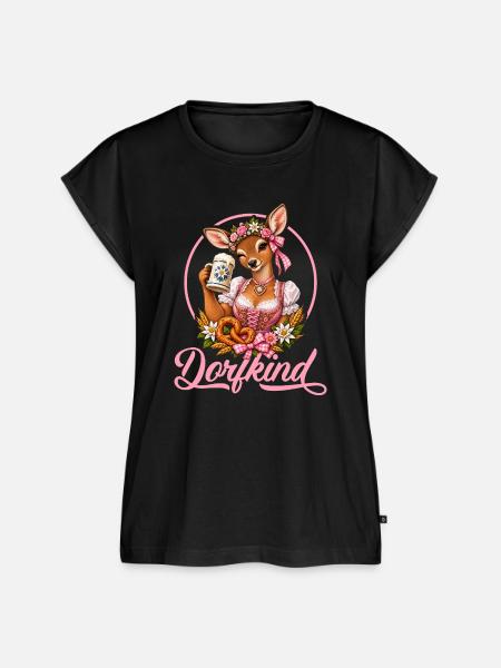 Dorflokind im Dirndl - Frauen Premium Bio Top - Schwarz