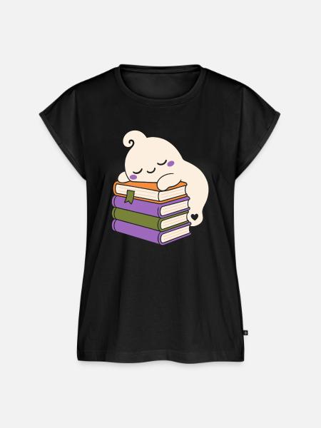 Schlafender Halloween Geist mit Büchern - Frauen Premium Bio Top - Schwarz