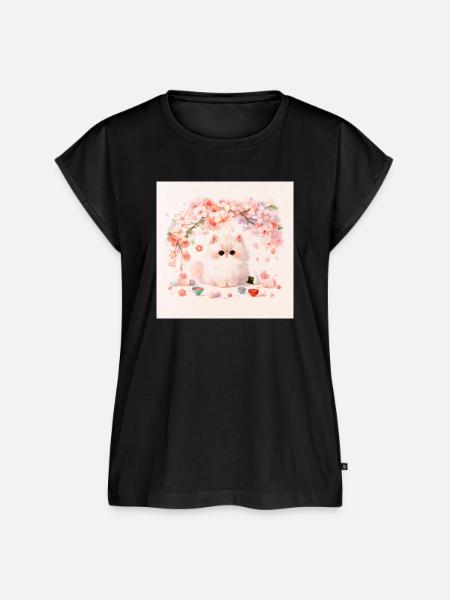 Pastel Kitten Frühlingsblumen - Frauen Premium Bio Top - Schwarz