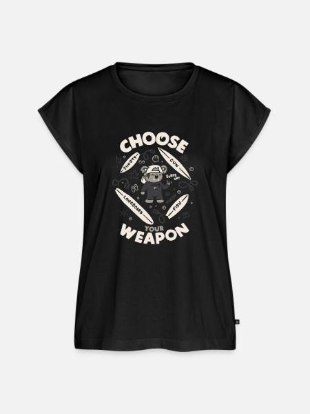 Wähle deine Waffe: Surfer-Koala-Kunst - Frauen Premium Bio Top - Schwarz