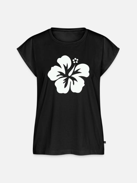 Hibiskus Tropenprint - Frauen Premium Bio Top - Schwarz