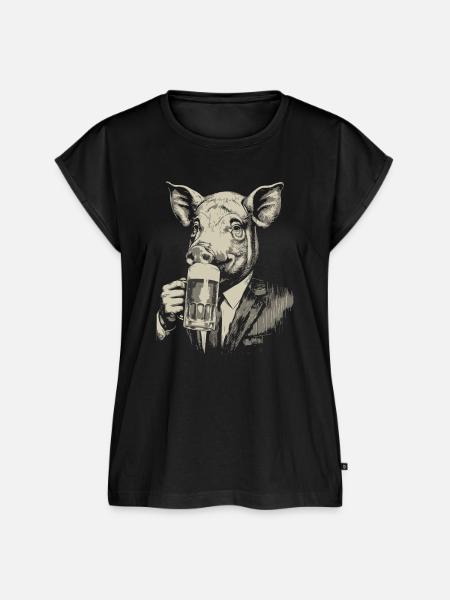 Gentleman-Schwein trinkt Bier - Frauen Premium Bio Top - Schwarz