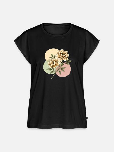 Pastellblüten Illustration - Frauen Premium Bio Top - Schwarz
