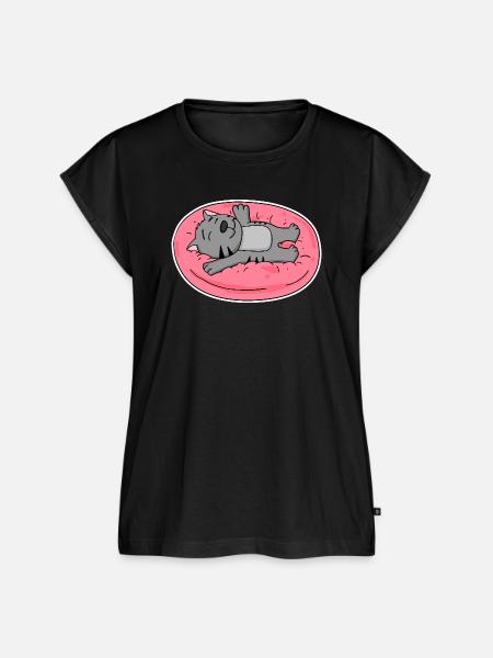 Katze Liegen Faul Schlafen - Frauen Premium Bio Top - Schwarz