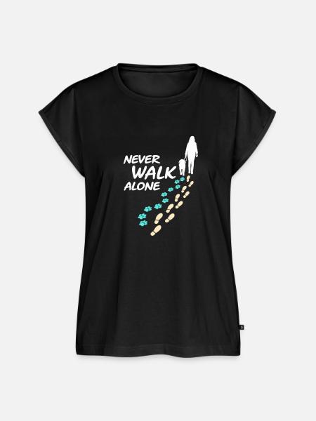 Never Walk Alone Pfotenspuren - Frauen Premium Bio Top - Schwarz