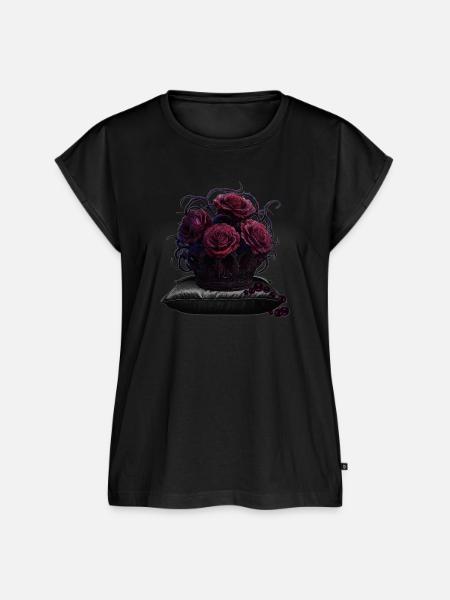 Dark Romance Rosen & Dornenkrone T-Shirt - Frauen Premium Bio Top - Schwarz