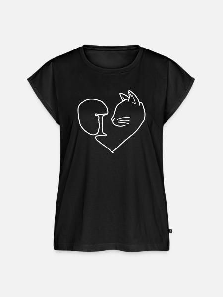 Katzen Herz Tierliebe - Frauen Premium Bio Top - Schwarz