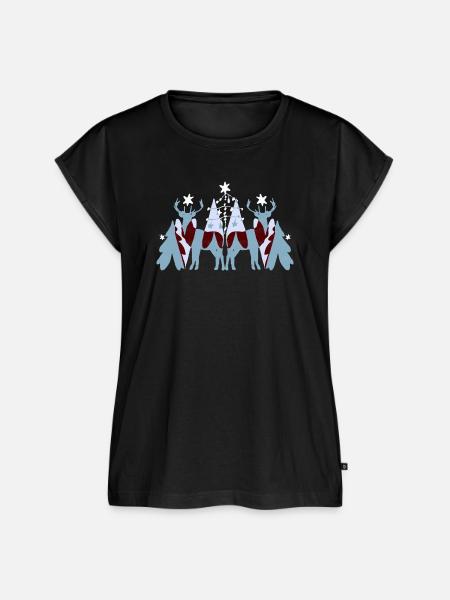 WEIHNACHTSHIRSCHE - Frauen Premium Bio Top - Schwarz