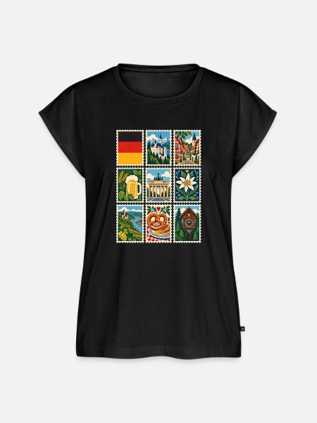Deutschland Briefmarken - Frauen Premium Bio Top - Schwarz