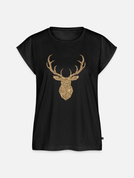 Hirschkopf Gold - Frauen Premium Bio Top - Schwarz